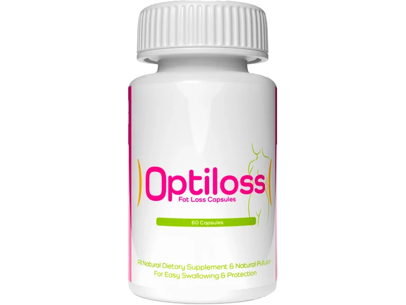 A bottle of Optiloss capsules, marked 60 capsules on the front